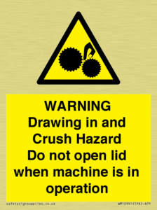 Warning Drawing in and Crush Hazard